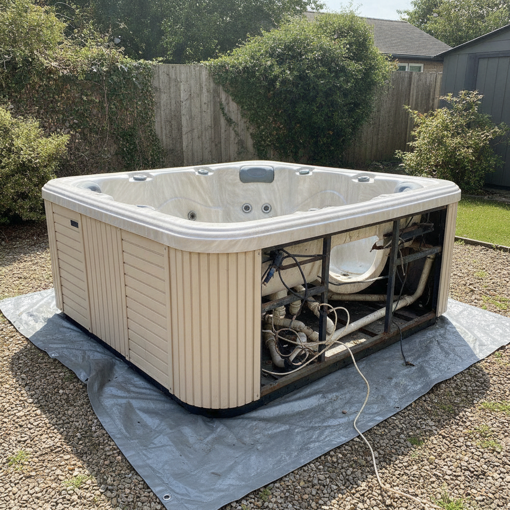 old hot tub to be disposed - no face, no other tools
